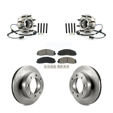 Front Hub Bearing Assembly Disc Brake Rotor & Pads Kit For 2013 Ford F-250 Super Duty 4WD KBB-126461