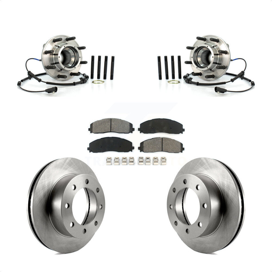 Front Hub Bearing Assembly Disc Brake Rotor & Pads Kit For 2013 Ford F-250 Super Duty 4WD KBB-126461