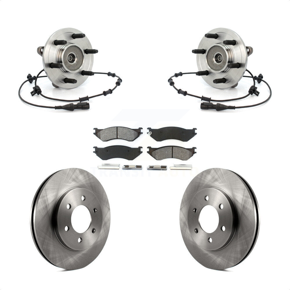 Front Hub Bearing Brake Rotor & Pad Kit For Lincoln Navigator 4WD with Coil front springs KBB-126468