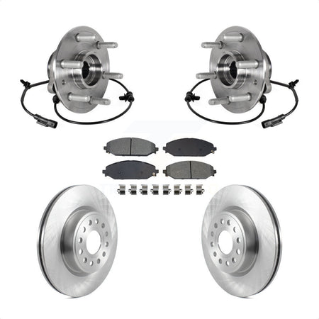 Front Hub Bearing Assembly Brake Rotor & Pads Kit For Ram 1500 Without 22" Factory Wheels KBB-126473