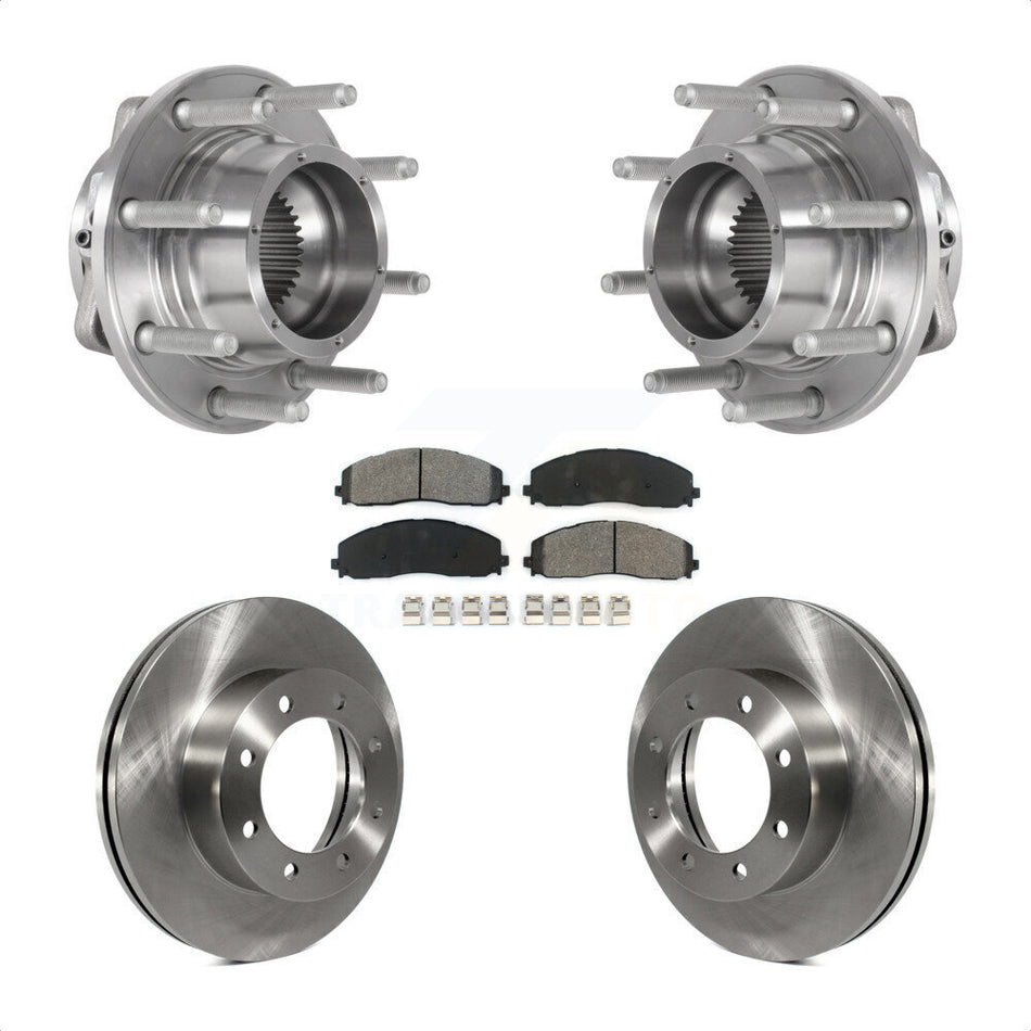 Front Hub Bearing Disc Brake Rotor Pads Kit For 2017-2022 Ford F-350 Super Duty F-250 4WD KBB-126474