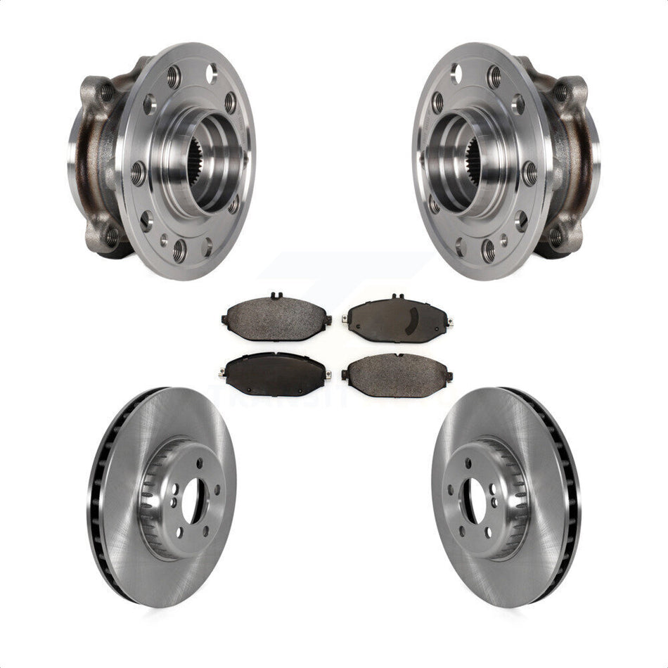 Front Hub Bearing Brake Rotor Pads Kit For 15-21 Mercedes-Benz C300 Without Sport Package KBB-126480