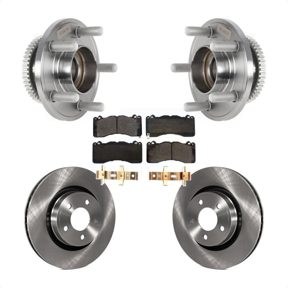 Front Hub Bearing Disc Brake Rotor & Pads Kit For 2015 Ford Mustang V6 With Brembo Brakes KBB-126485