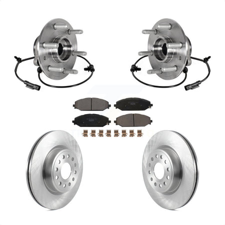 Front Hub Bearing Assembly Brake Rotor & Pads Kit For Ram 1500 Without 22" Factory Wheels KBB-126503