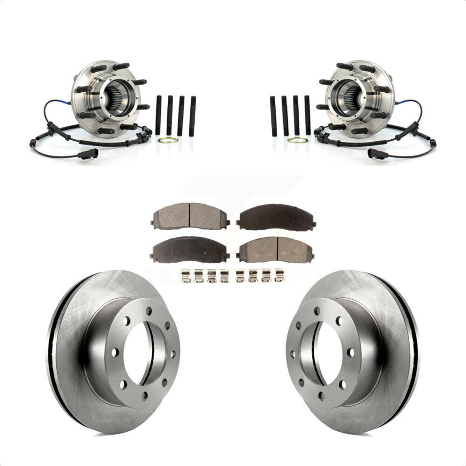 Front Hub Bearing Assembly Disc Brake Rotor & Pads Kit For 2013 Ford F-250 Super Duty 4WD KBB-126506