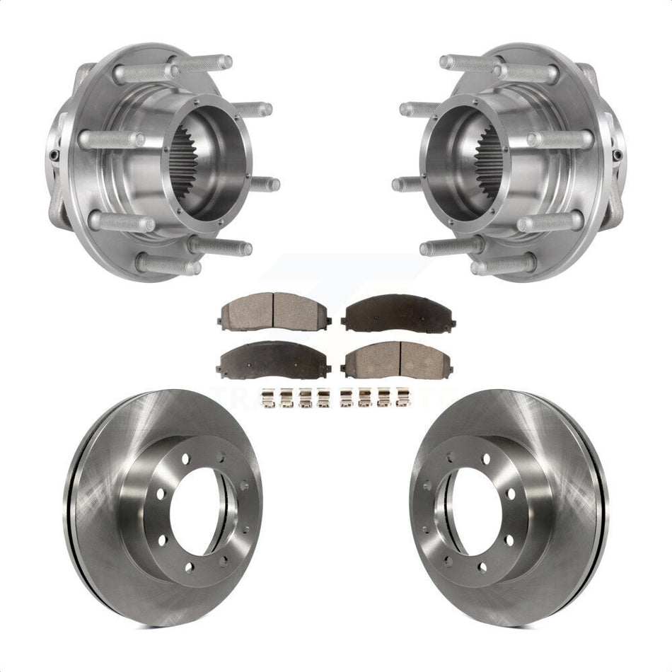 Front Hub Bearing Disc Brake Rotor Pads Kit For 2017-2022 Ford F-350 Super Duty F-250 4WD KBB-126522