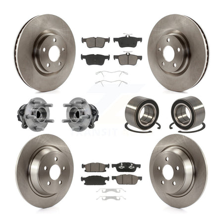Front Rear Hub Bearing Disc Brake Rotor And Ceramic Pad Kit (10Pc) For 2015 Ford Edge FWD KBB-126527