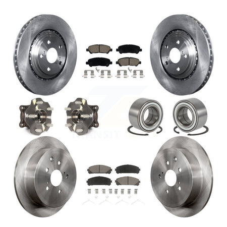 Front Rear Hub Bearing Disc Brake Rotor And Ceramic Pads Kit (10Pc) For Toyota Highlander KBB-126528