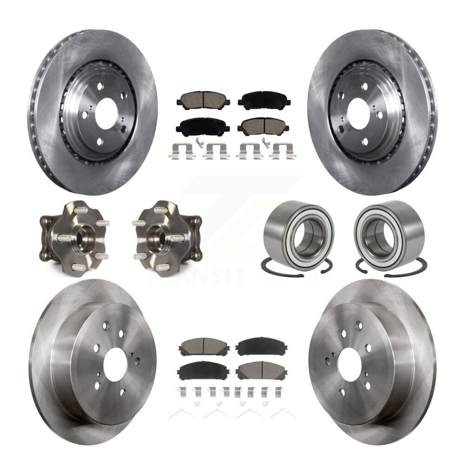 Front Rear Hub Bearing Disc Brake Rotor And Ceramic Pads Kit (10Pc) For Toyota Highlander KBB-126528