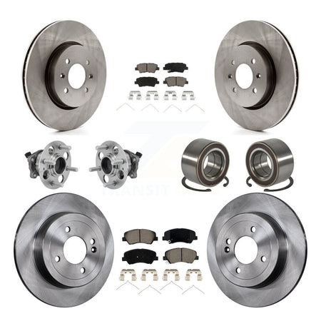 Front Rear Hub Bearings Disc Brake Rotors And Pads Kit (10Pc) For Kia Rio Hyundai Accent KBB-126530