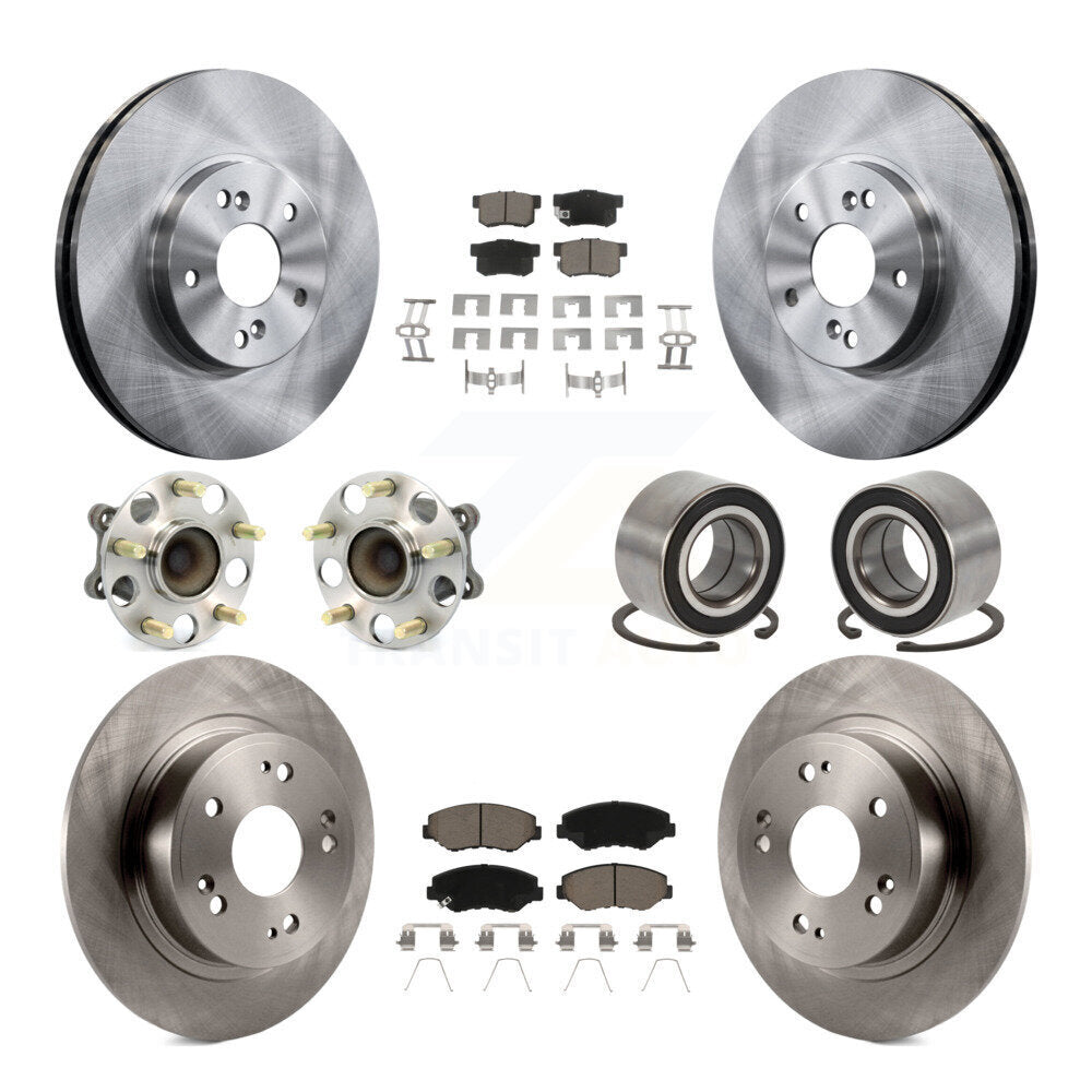Front Rear Wheel Hub Bearing Disc Brake Rotor And Ceramic Pad Kit (10Pc) For Honda Accord KBB-126531