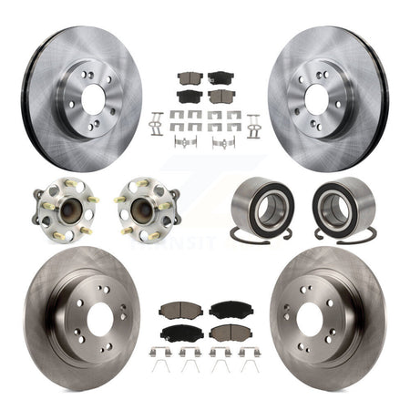 Front Rear Wheel Hub Bearing Disc Brake Rotor And Ceramic Pad Kit (10Pc) For Honda Accord KBB-126531
