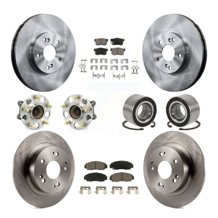 Front Rear Wheel Hub Bearing Disc Brake Rotor And Ceramic Pad Kit (10Pc) For Honda Accord KBB-126533