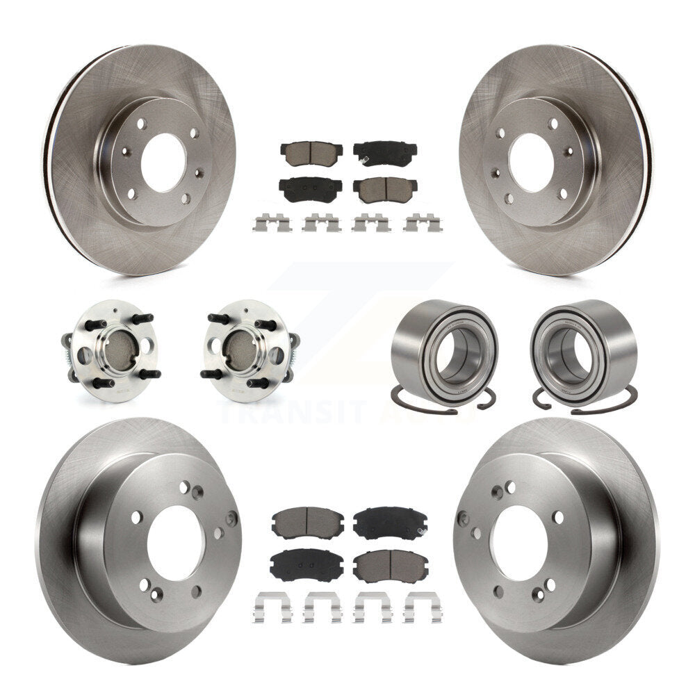 Front Rear Hub Bearing Brake Rotor Pad Kit (10Pc) For Kia Magentis 4-Wheel ABS From 10 05 KBB-126537