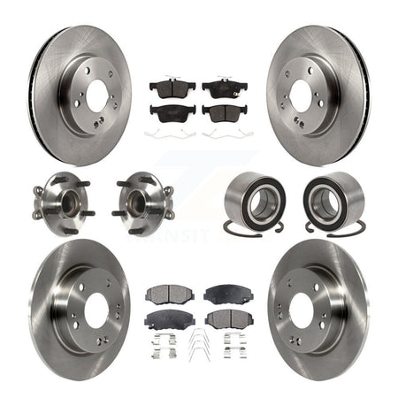 Front Rear Hub Bearing Disc Brake Rotor And Semi-Metallic Pads Kit (10Pc) For Honda Civic KBB-126544