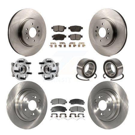 Front Rear Hub Bearings Disc Brake Rotors And Pads Kit (10Pc) For 2009-2013 Acura TL AWD KBB-126548