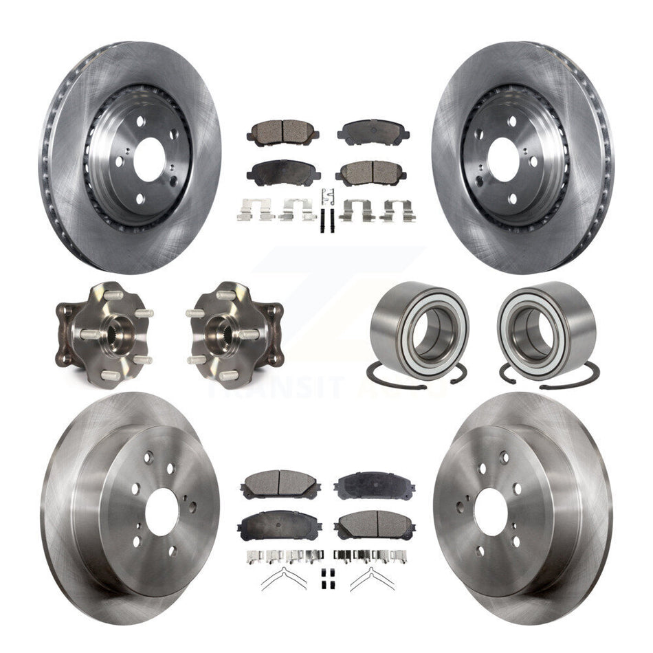 Front Rear Hub Bearing Assembly Disc Brake Rotor And Pad Kit (10Pc) For Toyota Highlander KBB-126554