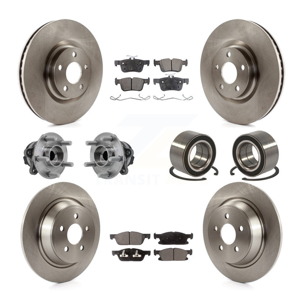 Front Rear Wheel Hub Bearing Disc Brake Rotors And Pads Kit (10Pc) For 2015 Ford Edge FWD KBB-126556