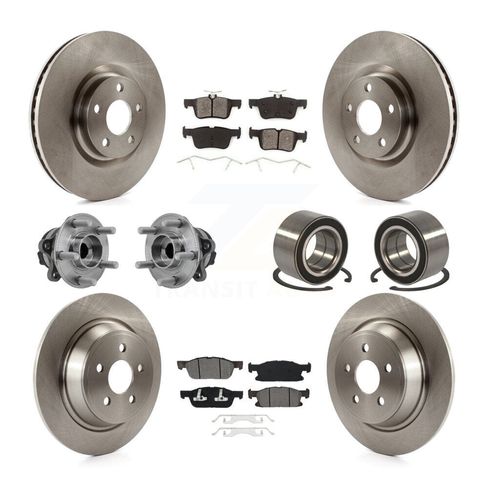 Front Rear Wheel Hub Bearing Disc Brake Rotors And Pads Kit (10Pc) For 2015 Ford Edge FWD KBB-126563