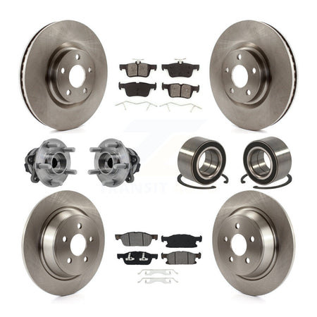 Front Rear Wheel Hub Bearing Disc Brake Rotors And Pads Kit (10Pc) For 2015 Ford Edge FWD KBB-126563