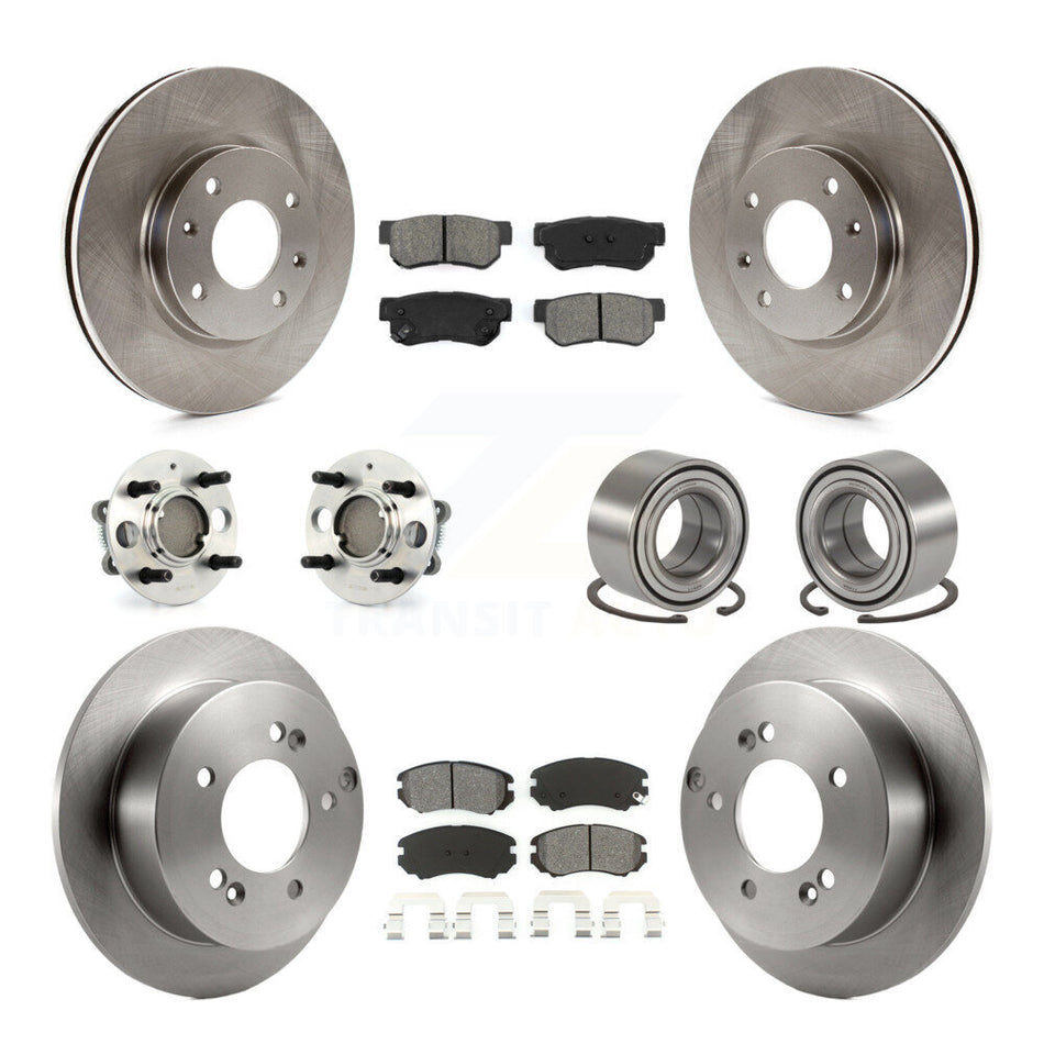 Front Rear Hub Bearing Brake Rotor Pad Kit (10Pc) For Kia Magentis 4-Wheel ABS From 10 05 KBB-126569