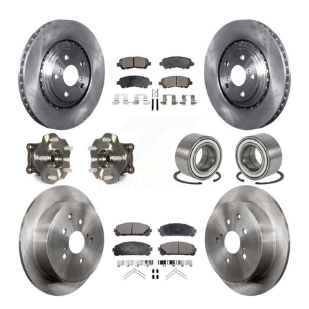 Front Rear Hub Bearing Disc Brake Rotor And Ceramic Pads Kit (10Pc) For Toyota Highlander KBB-126572