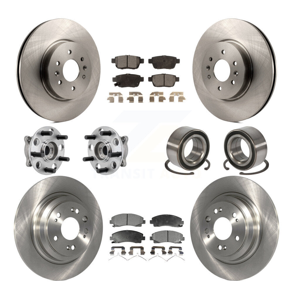 Front Rear Hub Bearings Disc Brake Rotors And Pads Kit (10Pc) For 2009-2013 Acura TL AWD KBB-126574