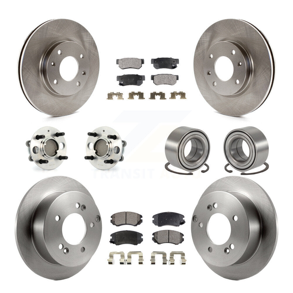 Front Rear Hub Bearing Brake Rotor Pad Kit (10Pc) For Kia Magentis 4-Wheel ABS From 10 05 KBB-126575