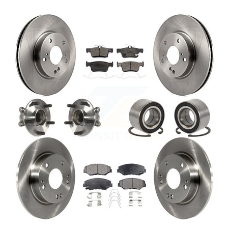 Front Rear Wheel Hub Bearing Disc Brake Rotor And Ceramic Pads Kit (10Pc) For Honda Civic KBB-126578