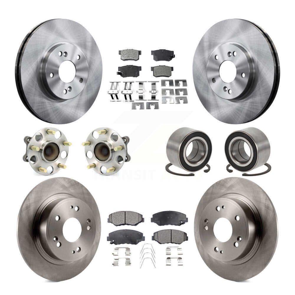 Front Rear Wheel Hub Bearing Disc Brake Rotor And Ceramic Pad Kit (10Pc) For Honda Accord KBB-126579