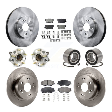 Front Rear Wheel Hub Bearing Disc Brake Rotor And Ceramic Pad Kit (10Pc) For Honda Accord KBB-126579