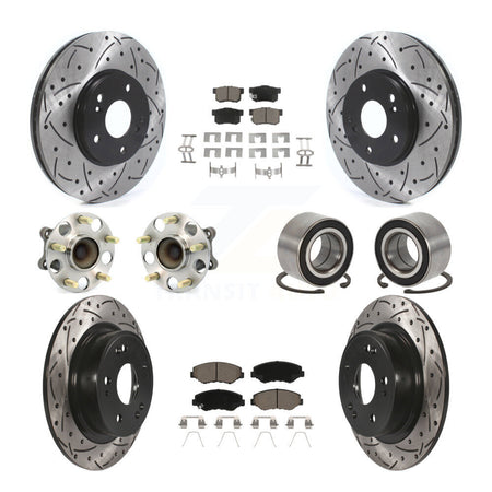 Front Rear Wheel Hub Bearing Coated Disc Brake Rotor And Pads Kit (10Pc) For Honda Accord KBB-126589