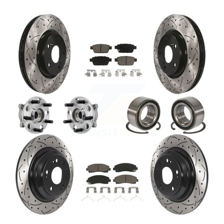Front Rear Hub Bearing Coated Disc Brake Rotor Pads Kit (10Pc) For 2009-2013 Acura TL AWD KBB-126596