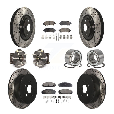 Front Rear Hub Bearing Coated Disc Brake Rotors And Pads Kit (10Pc) For Toyota Highlander KBB-126608