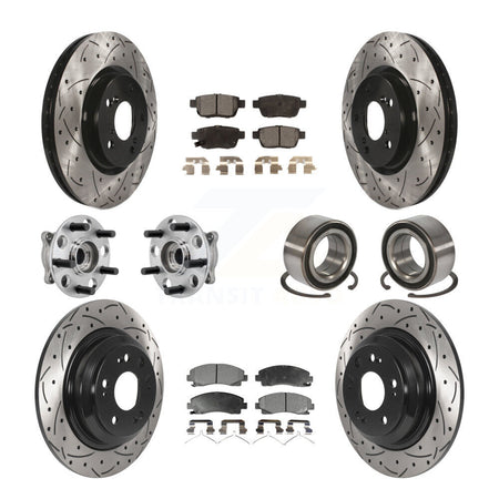 Front Rear Hub Bearing Coated Disc Brake Rotor Pads Kit (10Pc) For 2009-2013 Acura TL AWD KBB-126613
