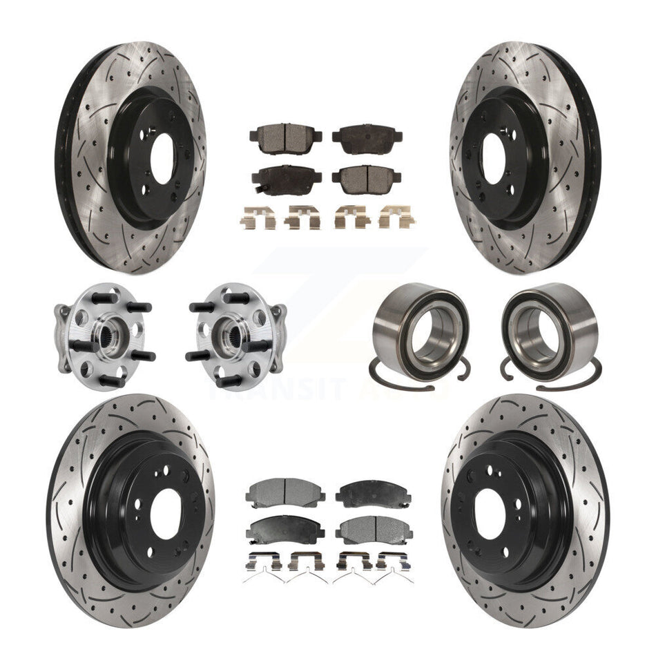 Front Rear Hub Bearing Coated Disc Brake Rotor Pads Kit (10Pc) For 2009-2013 Acura TL AWD KBB-126613