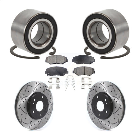 Front Wheel Bearing Drill Slot Brake Rotor Pad Kit For 2005 Honda Accord Hybrid with 3.0L KBB-126620