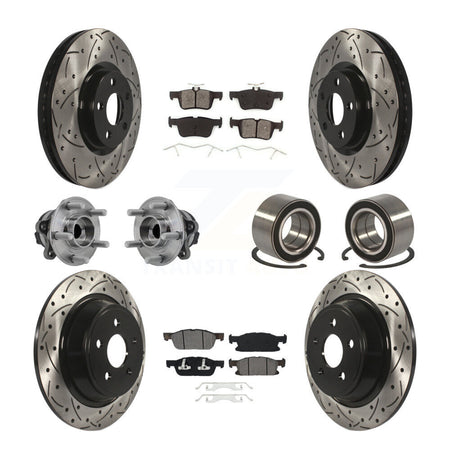 Front Rear Hub Bearing Coated Disc Brake Rotor And Pads Kit (10Pc) For 2015 Ford Edge FWD KBB-126623