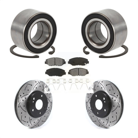 Front Wheel Bearing Drill Slot Brake Rotor Pad Kit For 2005 Honda Accord Hybrid with 3.0L KBB-126634