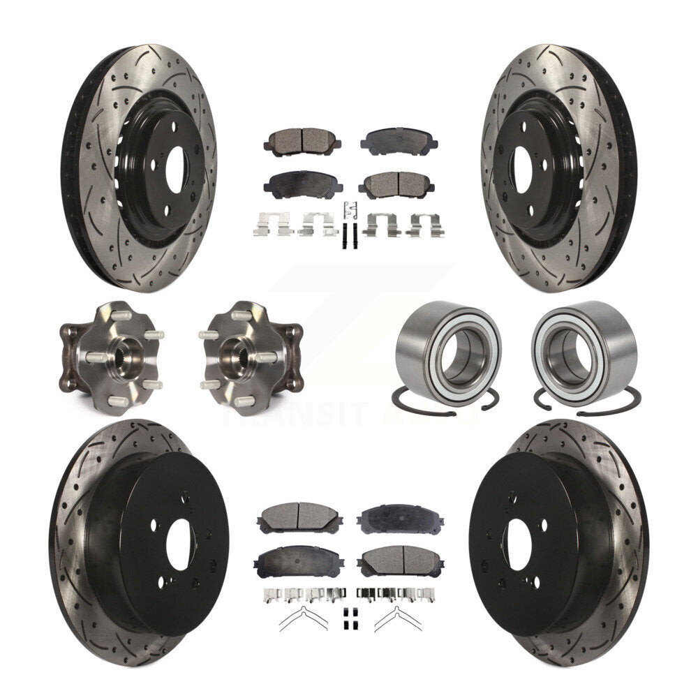 Front Rear Hub Bearing Coated Disc Brake Rotors And Pads Kit (10Pc) For Toyota Highlander KBB-126635