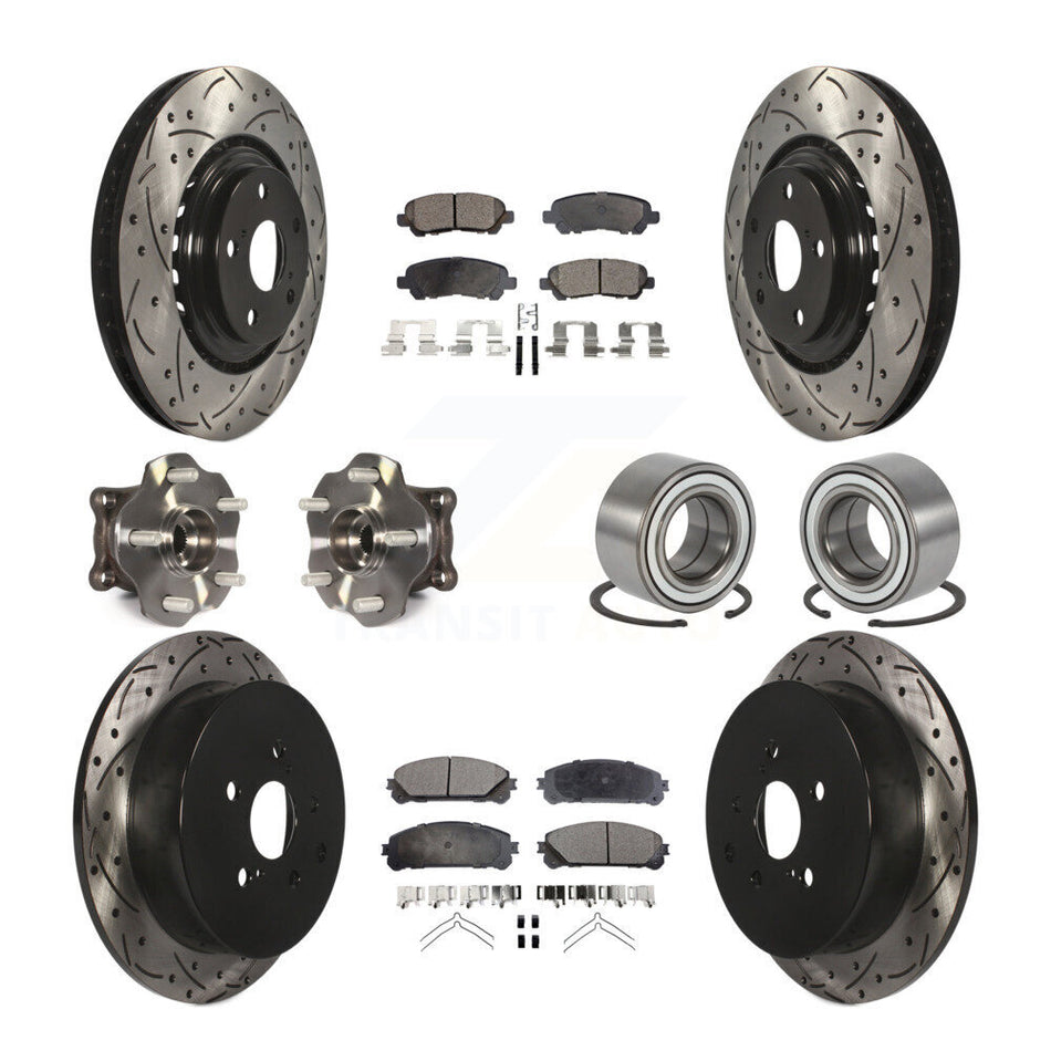 Front Rear Hub Bearing Coated Disc Brake Rotors And Pads Kit (10Pc) For Toyota Highlander KBB-126635
