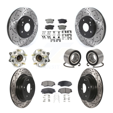 Front Rear Wheel Hub Bearing Coated Disc Brake Rotor And Pads Kit (10Pc) For Honda Accord KBB-126641