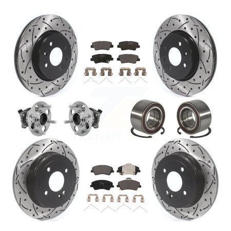 Front Rear Hub Bearing Coated Disc Brake Rotor Pads Kit (10Pc) For Kia Rio Hyundai Accent KBB-126645