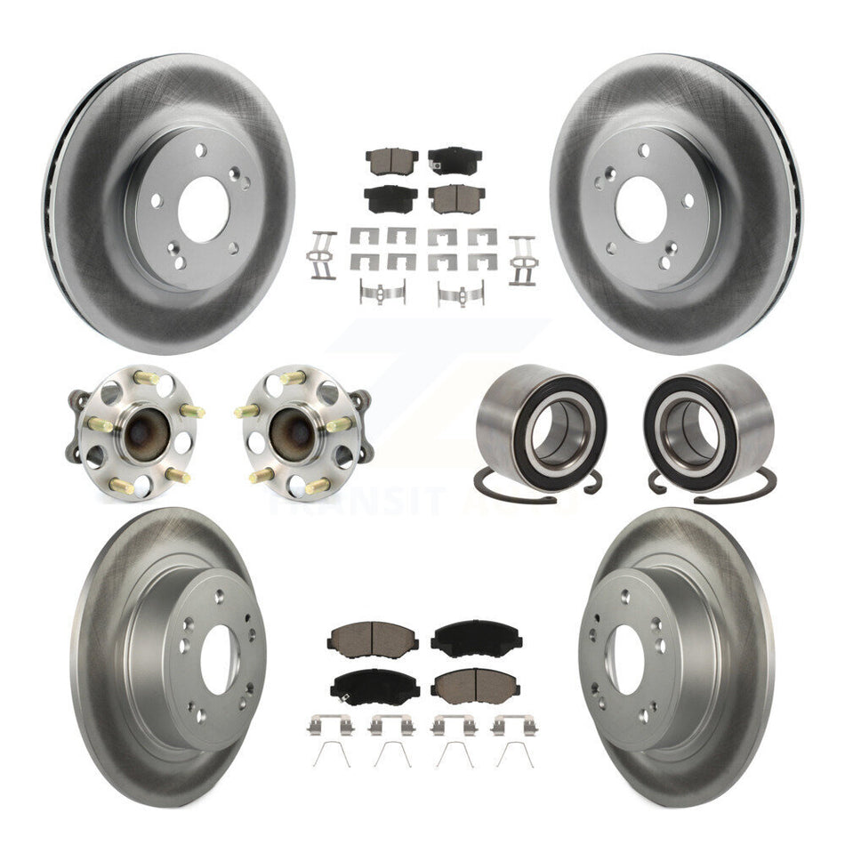 Front Rear Wheel Hub Bearing Coated Disc Brake Rotor And Pads Kit (10Pc) For Honda Accord KBB-126652