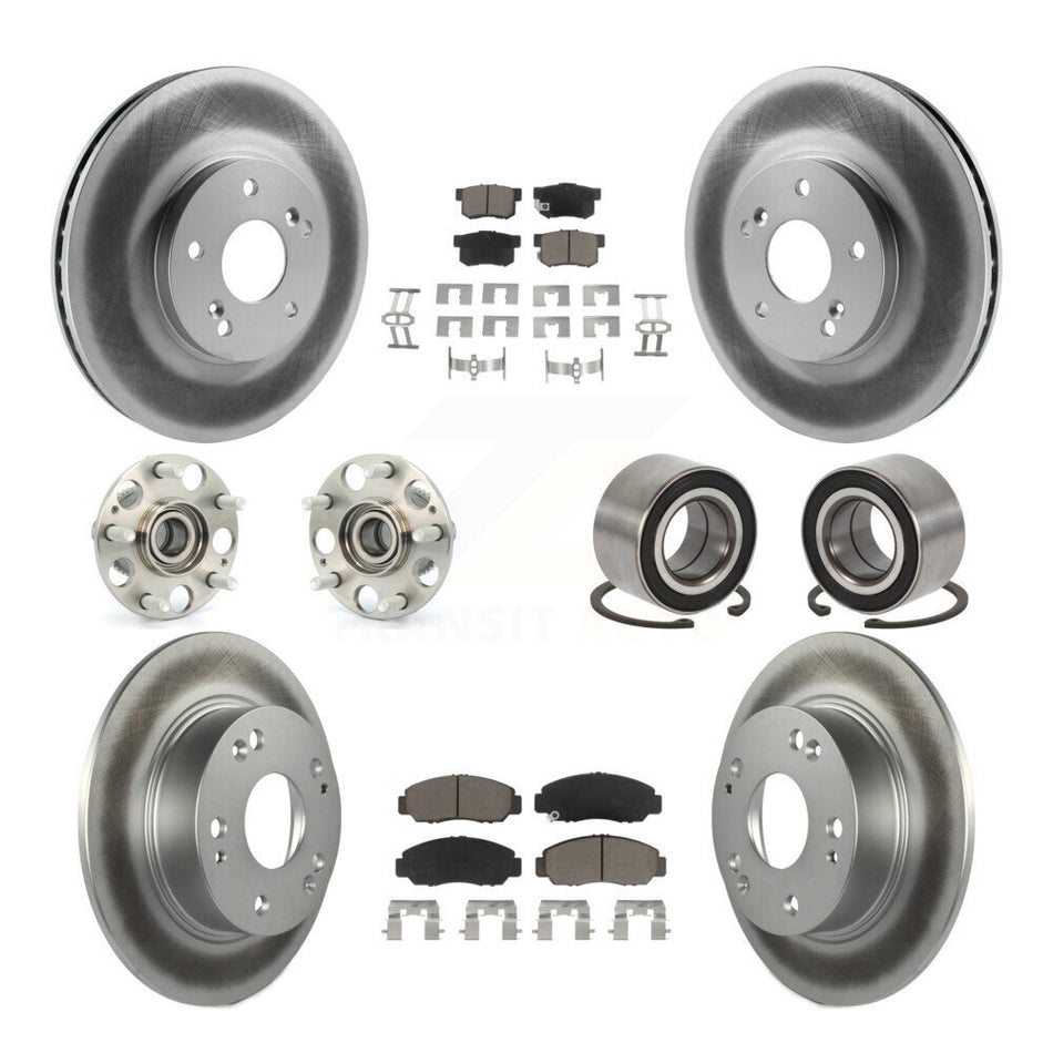 Front Rear Wheel Hub Bearing Coated Disc Brake Rotor And Pads Kit (10Pc) For Honda Accord KBB-126653