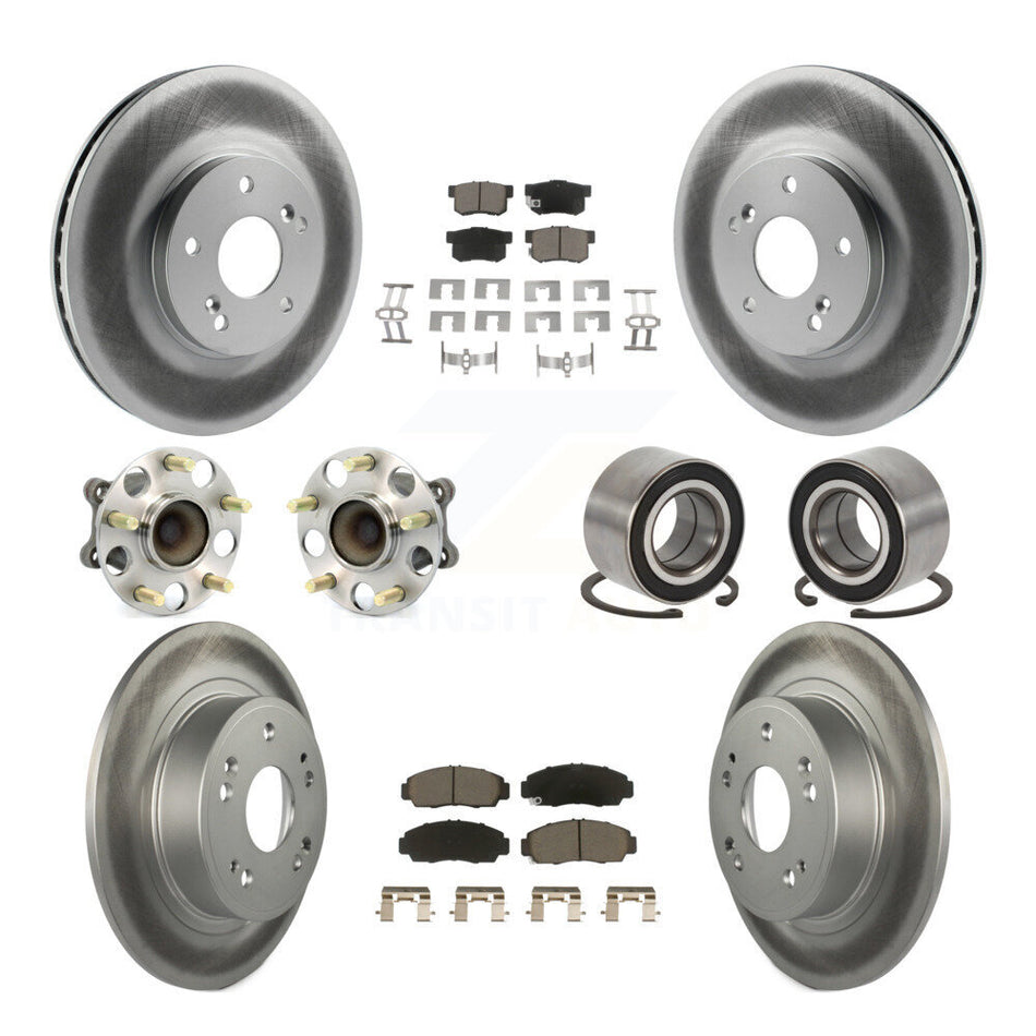 Front Rear Wheel Hub Bearing Coated Disc Brake Rotor And Pads Kit (10Pc) For Honda Accord KBB-126654