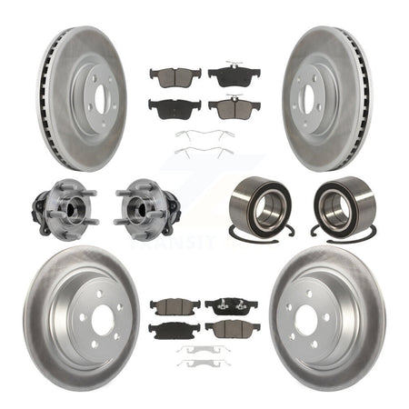 Front Rear Hub Bearing Coated Disc Brake Rotor And Pads Kit (10Pc) For 2015 Ford Edge FWD KBB-126658