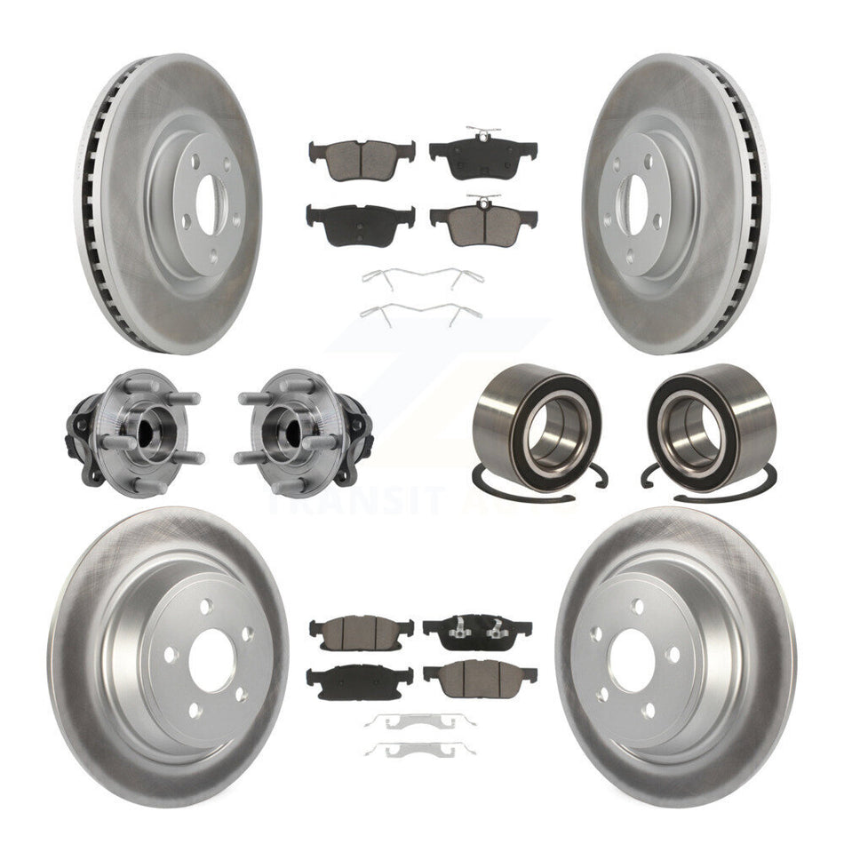 Front Rear Hub Bearing Coated Disc Brake Rotor And Pads Kit (10Pc) For 2015 Ford Edge FWD KBB-126658