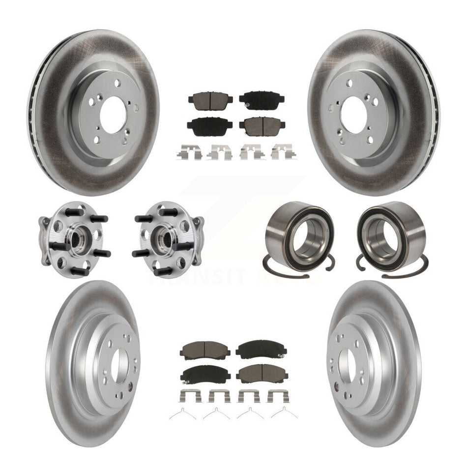 Front Rear Hub Bearing Coated Disc Brake Rotor Pads Kit (10Pc) For 2009-2013 Acura TL AWD KBB-126662