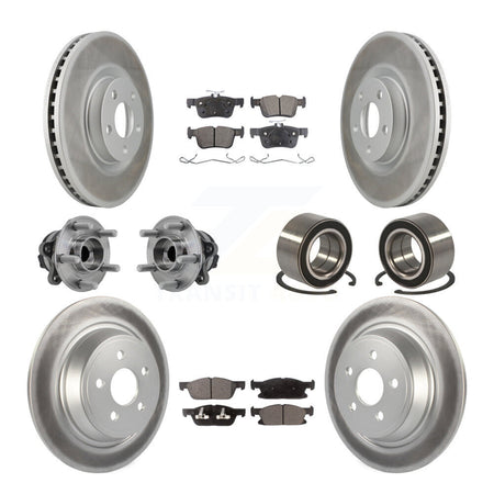 Front Rear Hub Bearing Coated Disc Brake Rotor And Pads Kit (10Pc) For 2015 Ford Edge FWD KBB-126675